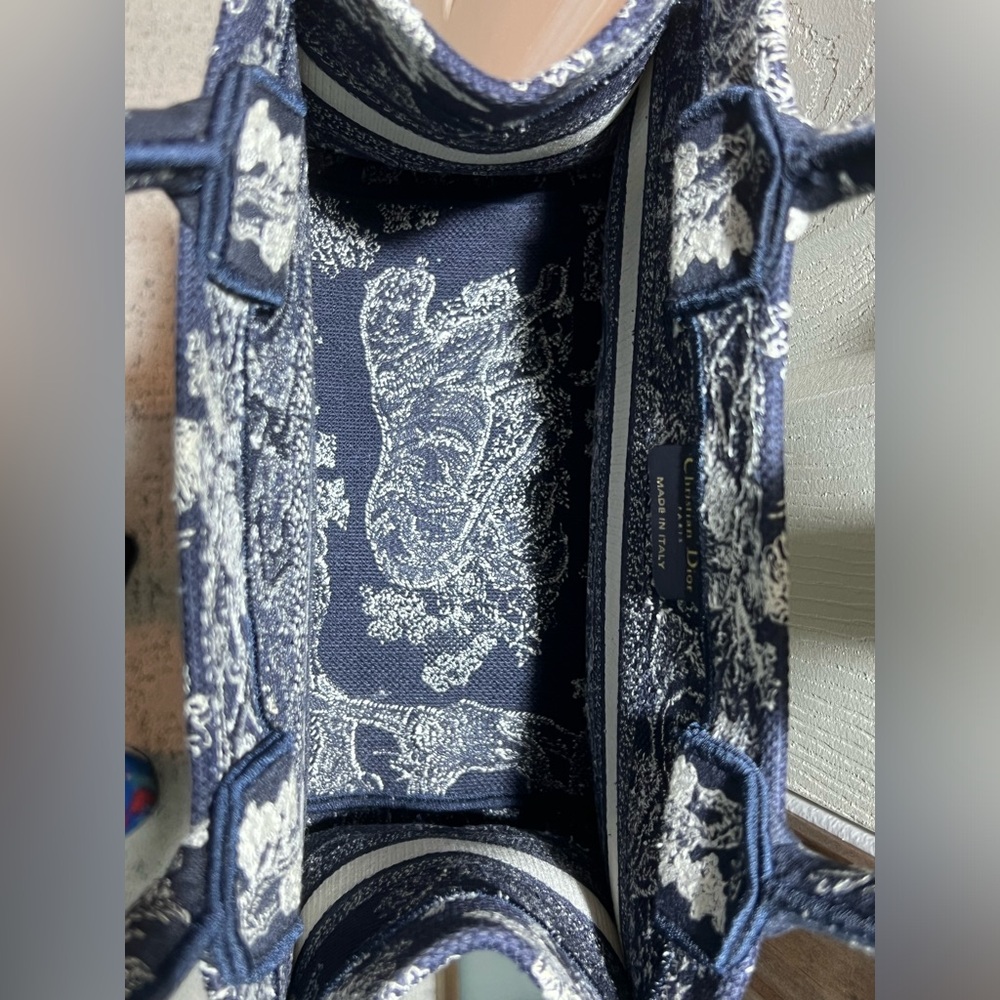 CHRISTIAN DIOR Canvas Embroidered Small Book Tote Blue - Picture 3 of 13